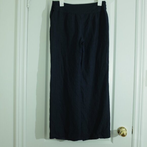 Loft navy linen blend side zipper wide leg pants size 2 - Picture 2 of 11